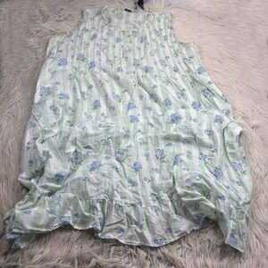 Vintage Capistrano Women's 3X Floral Striped Cotton Nightgown Cottagecore Maxi